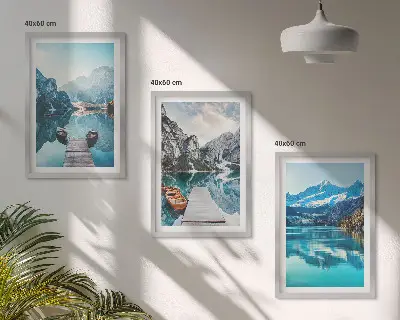 Billedsæt til soveværelset med motiv af bjergsøer og refleksioner