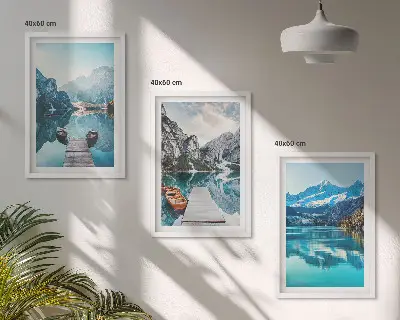 Billedsæt til soveværelset med motiv af bjergsøer og refleksioner