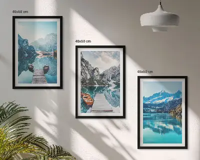 Billedsæt til soveværelset med motiv af bjergsøer og refleksioner