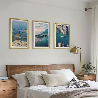 Billedvæg med havudsigt motiver af klipper og havne