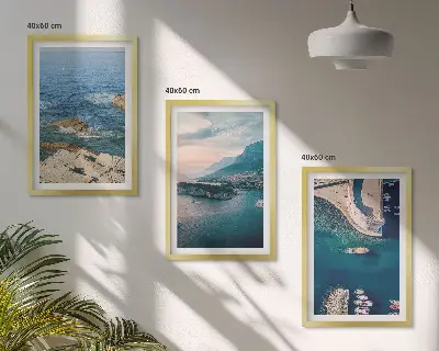 Billedvæg med havudsigt motiver af klipper og havne