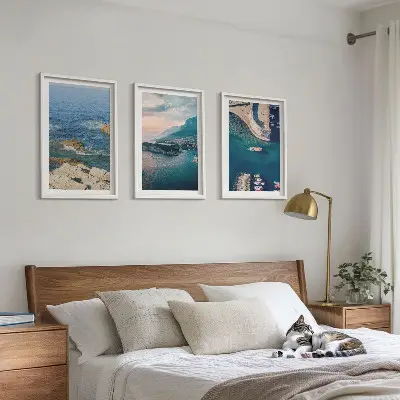 Billedvæg med havudsigt motiver af klipper og havne