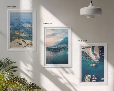 Billedvæg med havudsigt motiver af klipper og havne