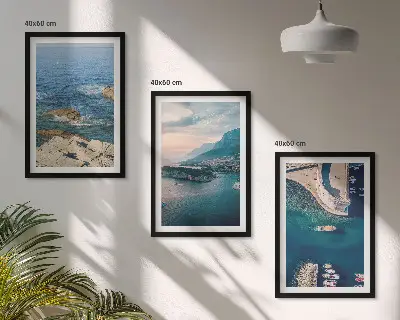 Billedvæg med havudsigt motiver af klipper og havne