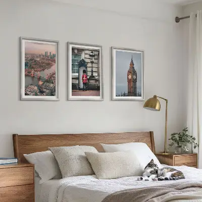 Triptyk billeder med ramme med motiv af London Bridge og Big Ben