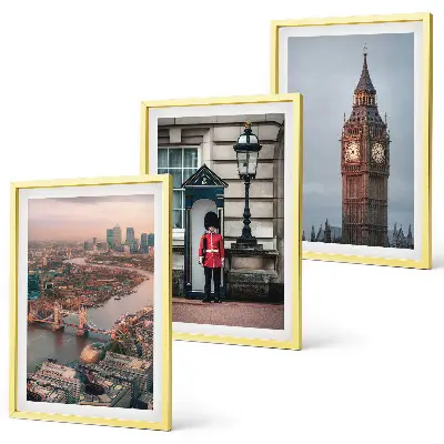 Triptyk billeder med ramme med motiv af London Bridge og Big Ben