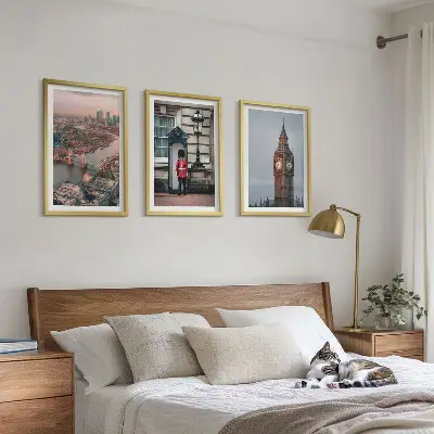 Triptyk billeder med ramme med motiv af London Bridge og Big Ben