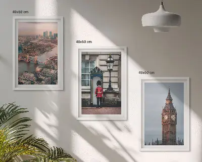 Triptyk billeder med ramme med motiv af London Bridge og Big Ben