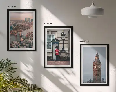 Triptyk billeder med ramme med motiv af London Bridge og Big Ben