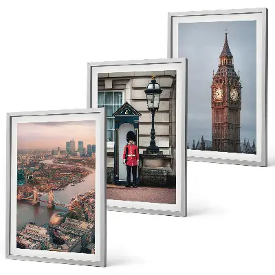 Triptyk billeder med ramme med motiv af London Bridge og Big Ben