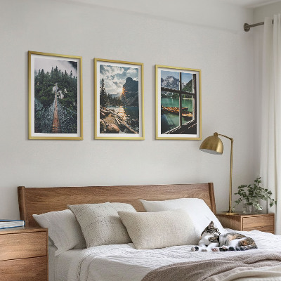 Billedvæg inspiration Bro, skov, sø, både, bjerge