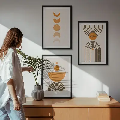 Triptyk med ramme boho minimalistisk dekoration