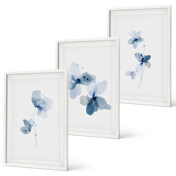Billedvæg med blå blomster