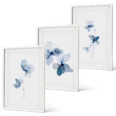 Billedvæg med blå blomster