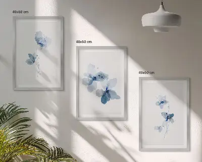 Billedvæg med blå blomster