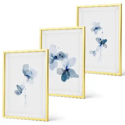 Billedvæg med blå blomster