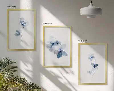 Billedvæg med blå blomster