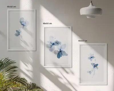 Billedvæg med blå blomster
