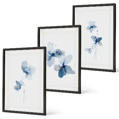 Billedvæg med blå blomster