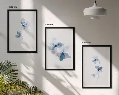 Billedvæg med blå blomster
