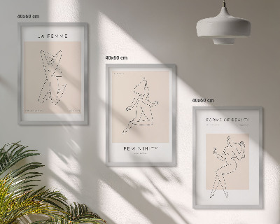 Billedsæt til soveværelset Plakat med minimalisme og kvinders silhuetter