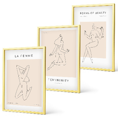 Billedsæt til soveværelset Plakat med minimalisme og kvinders silhuetter