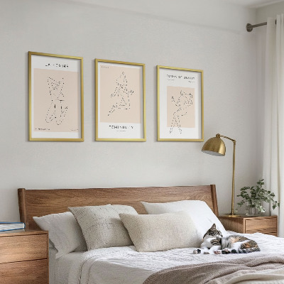Billedsæt til soveværelset Plakat med minimalisme og kvinders silhuetter