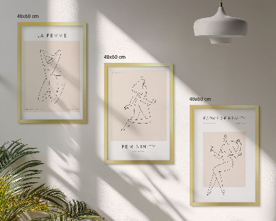 Billedsæt til soveværelset Plakat med minimalisme og kvinders silhuetter