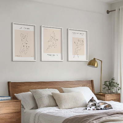 Billedsæt til soveværelset Plakat med minimalisme og kvinders silhuetter