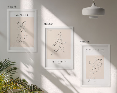Billedsæt til soveværelset Plakat med minimalisme og kvinders silhuetter