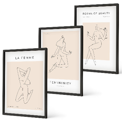 Billedsæt til soveværelset Plakat med minimalisme og kvinders silhuetter