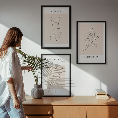 Billedsæt til soveværelset Plakat med minimalisme og kvinders silhuetter