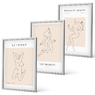 Billedsæt til soveværelset Plakat med minimalisme og kvinders silhuetter