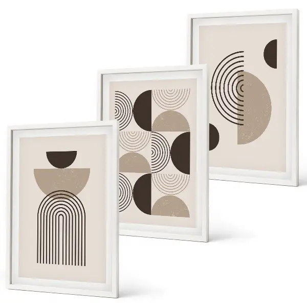 Abstrakte minimalismemønstre triptyk med ramme