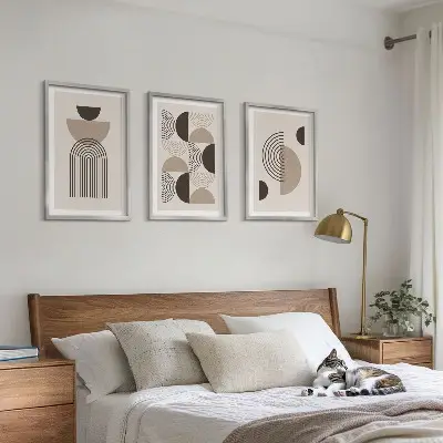 Abstrakte minimalismemønstre triptyk med ramme