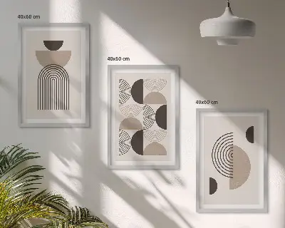 Abstrakte minimalismemønstre triptyk med ramme