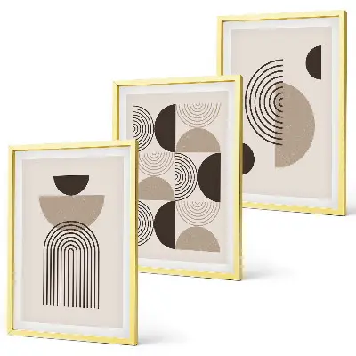 Abstrakte minimalismemønstre triptyk med ramme