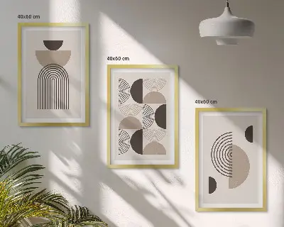 Abstrakte minimalismemønstre triptyk med ramme