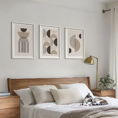 Abstrakte minimalismemønstre triptyk med ramme