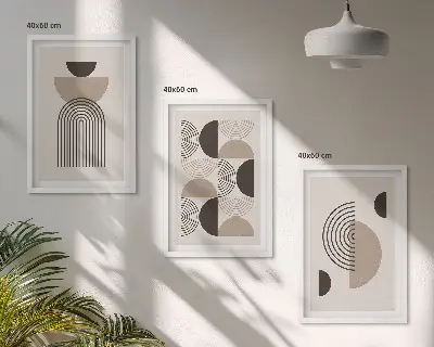 Abstrakte minimalismemønstre triptyk med ramme