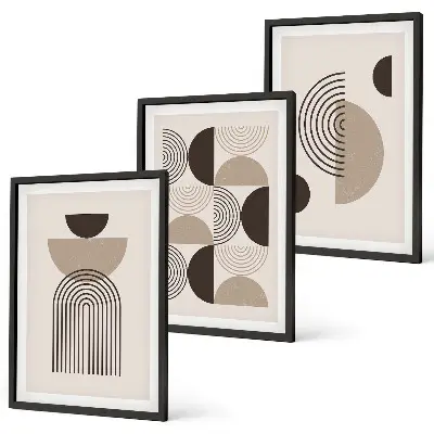 Abstrakte minimalismemønstre triptyk med ramme