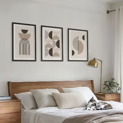 Abstrakte minimalismemønstre triptyk med ramme