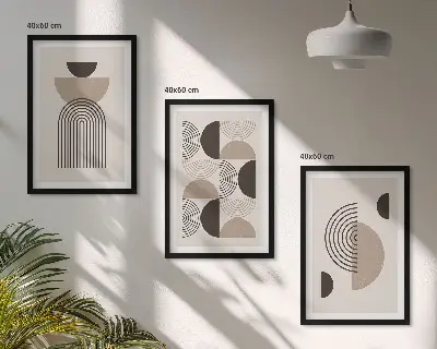 Abstrakte minimalismemønstre triptyk med ramme