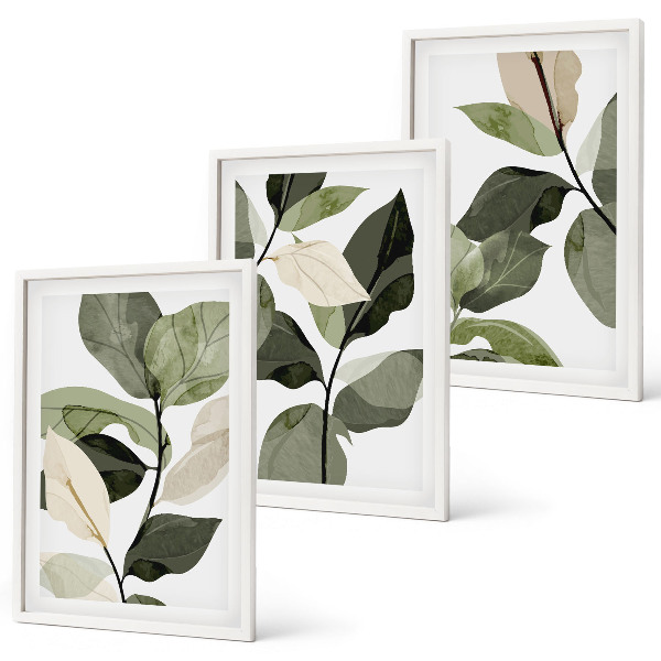 Billedsæt til soveværelset Malede boho planteblade