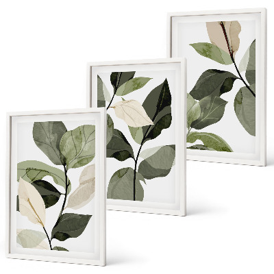 Billedsæt til soveværelset Malede boho planteblade
