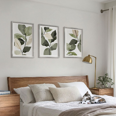 Billedsæt til soveværelset Malede boho planteblade