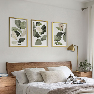 Billedsæt til soveværelset Malede boho planteblade