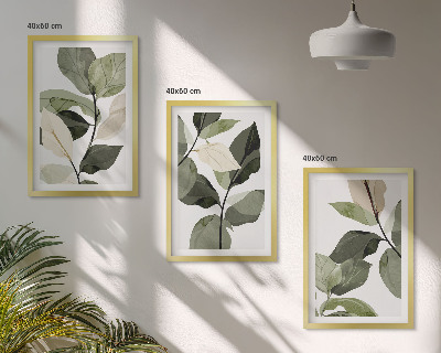 Billedsæt til soveværelset Malede boho planteblade