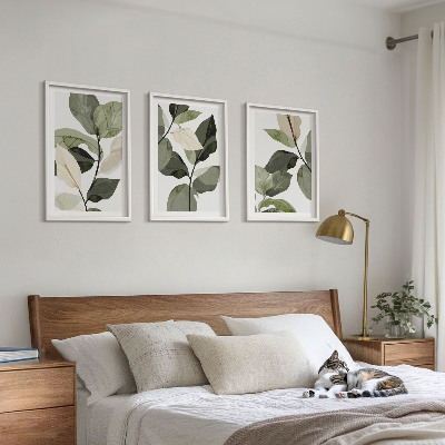 Billedsæt til soveværelset Malede boho planteblade