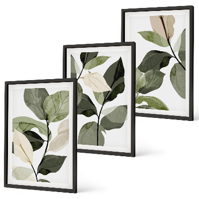 Billedsæt til soveværelset Malede boho planteblade